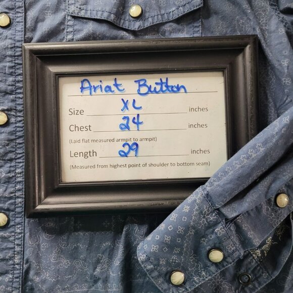 Ariat Snap Shirt Ling Sleeve Blue Pockets Lightweight Collared Mens Large - Picture 4 of 9